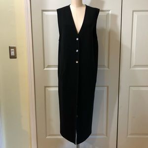 Preview Collection Wool Shell Buttons Pockets Maxi Black Sweater Vest Size L